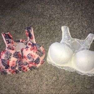 PINK set of hi-neck lace bralettes